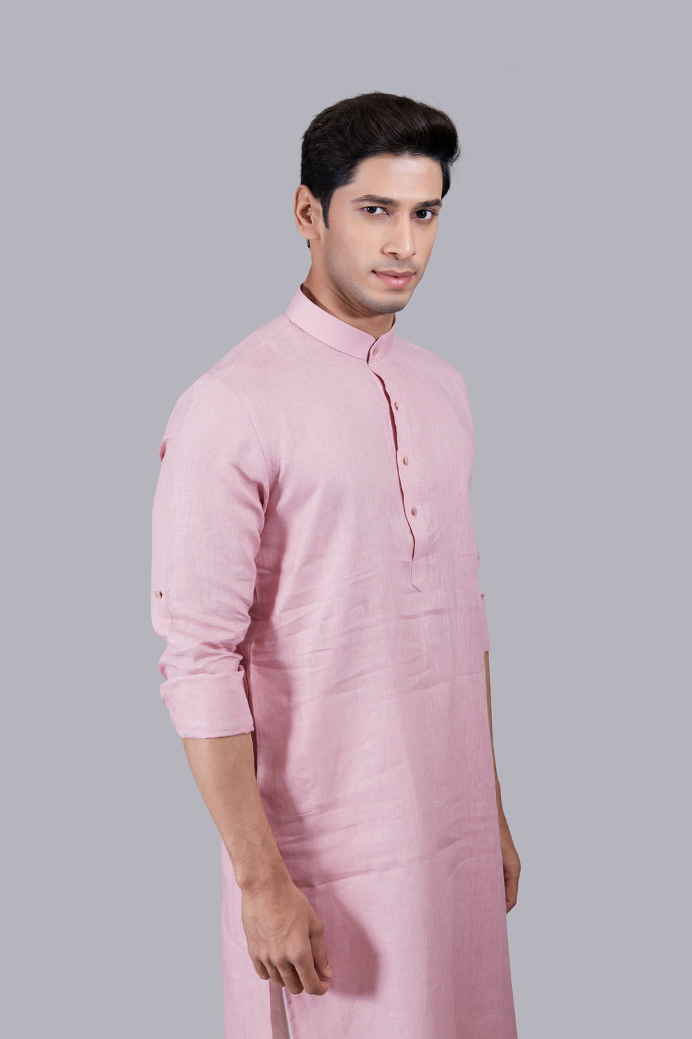 PINK LINEN KURTA SET