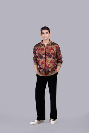 MULTI SATIN SILK PRINTED JACKET