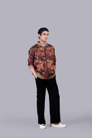 MULTI SATIN SILK PRINTED JACKET