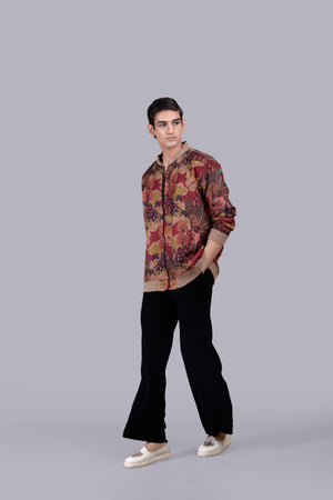 MULTI SATIN SILK PRINTED JACKET