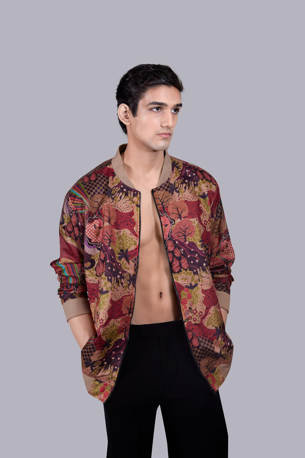 MULTI SATIN SILK PRINTED JACKET