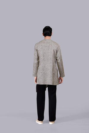 GREY SATIN SILK PRINTED JACKET