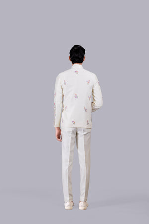 OFF WHITE SILK EMBROIERY WORK JACKET