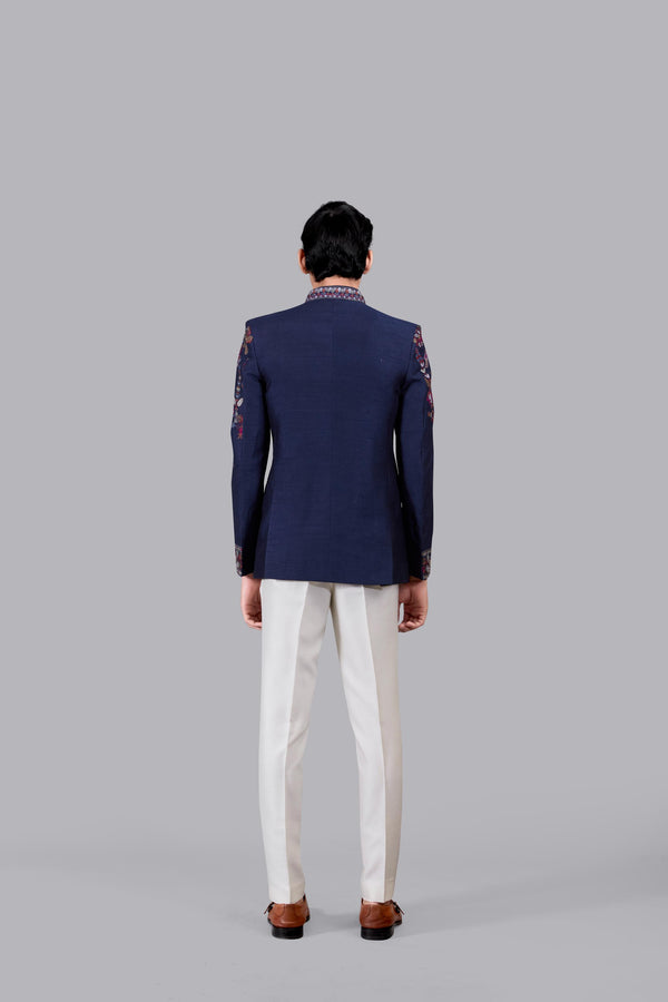 BLUE BHAGALPURI SILK THREAD WORK JODHPURI