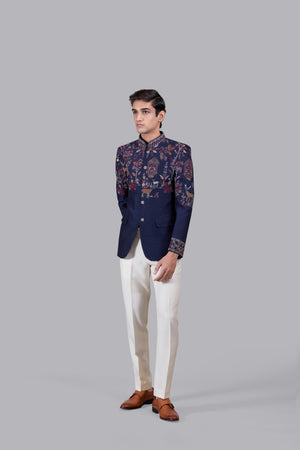 BLUE BHAGALPURI SILK THREAD WORK JODHPURI
