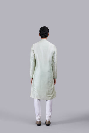 PISTACHIO PURE MYSURE SILK MIRROR WORK KURTA SET