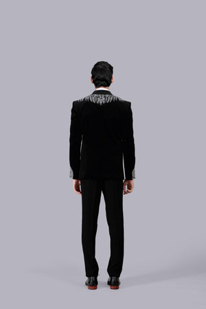 BLACK ITALIAN COTTON VELVET CUTDANA WORK SUIT