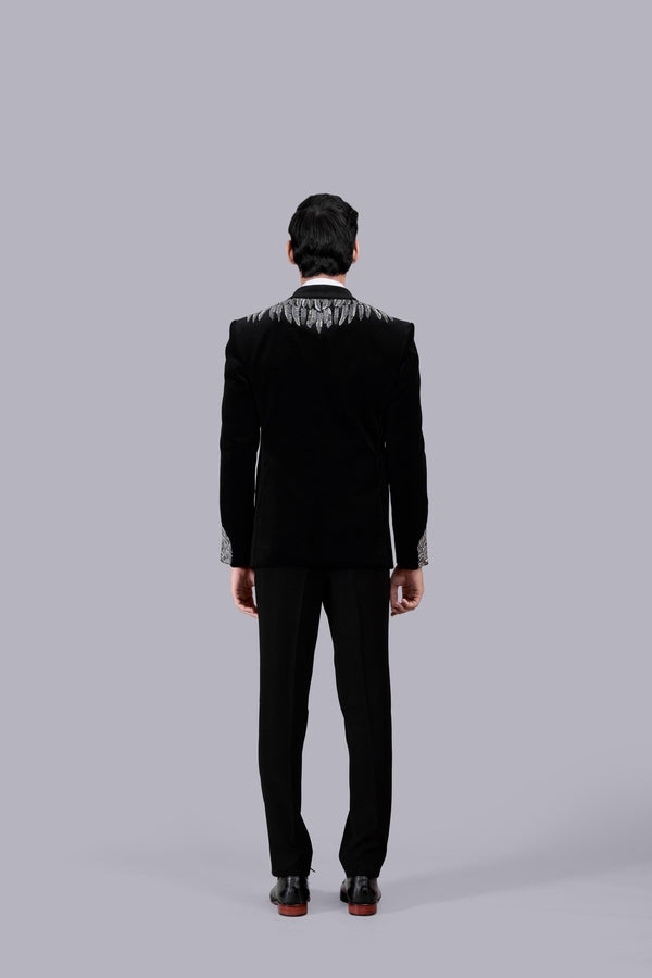 BLACK ITALIAN COTTON VELVET CUTDANA WORK SUIT
