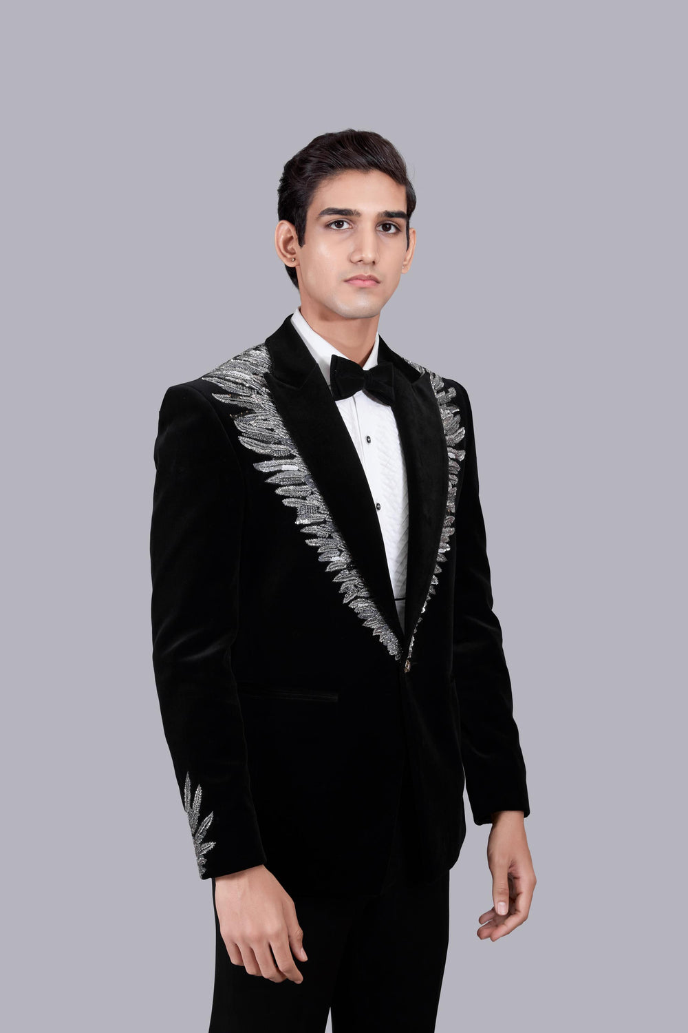 BLACK ITALIAN COTTON VELVET CUTDANA WORK SUIT
