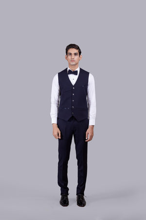 BLUE KNITTED LYCRA PLAIN SUIT