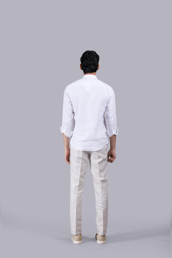 WHITE LINEN THREAD ARI WORK KURTA SET