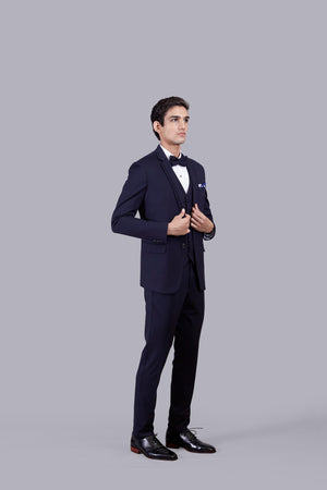 BLUE KNITTED LYCRA PLAIN SUIT