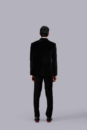 BLACK ITALIAN COTTON VELVET ZARDOSI WORK SUIT