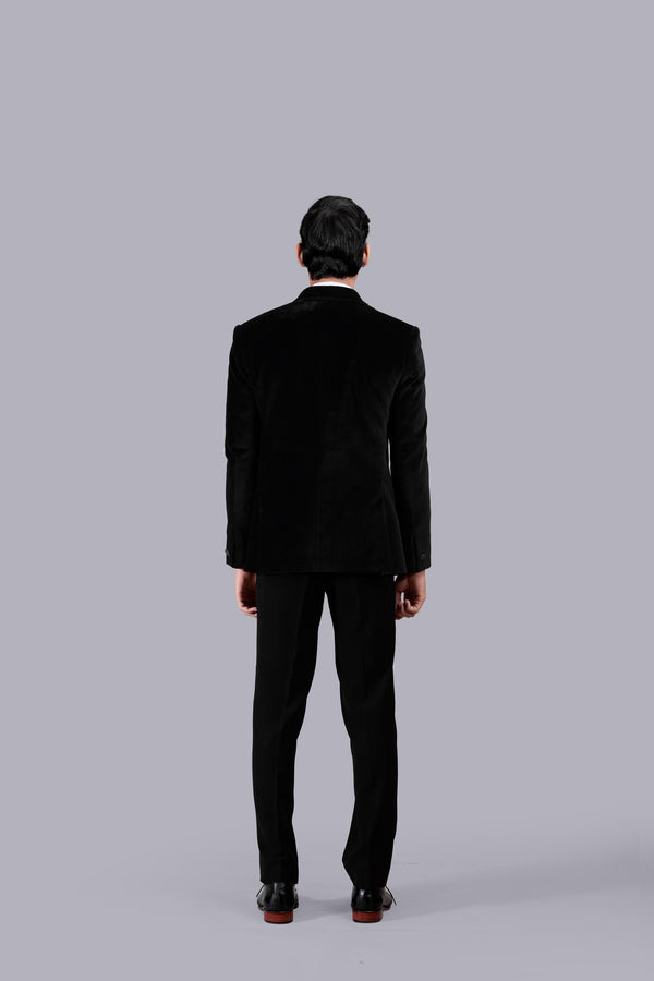 BLACK ITALIAN COTTON VELVET ZARDOSI WORK SUIT