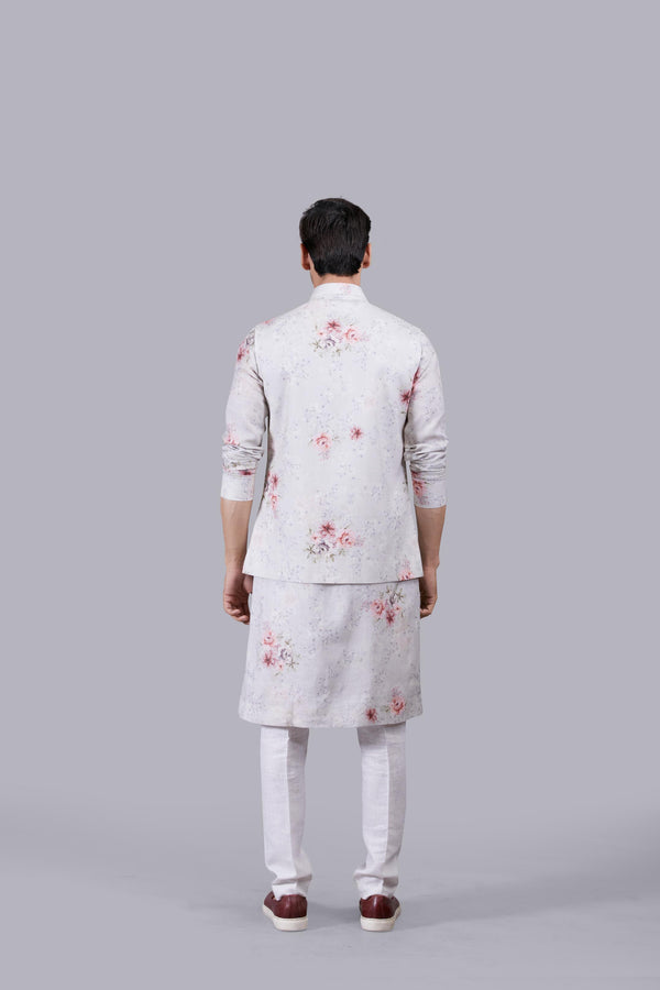ACE GREY LINEN DIGITAL PRINT BUNDI SET