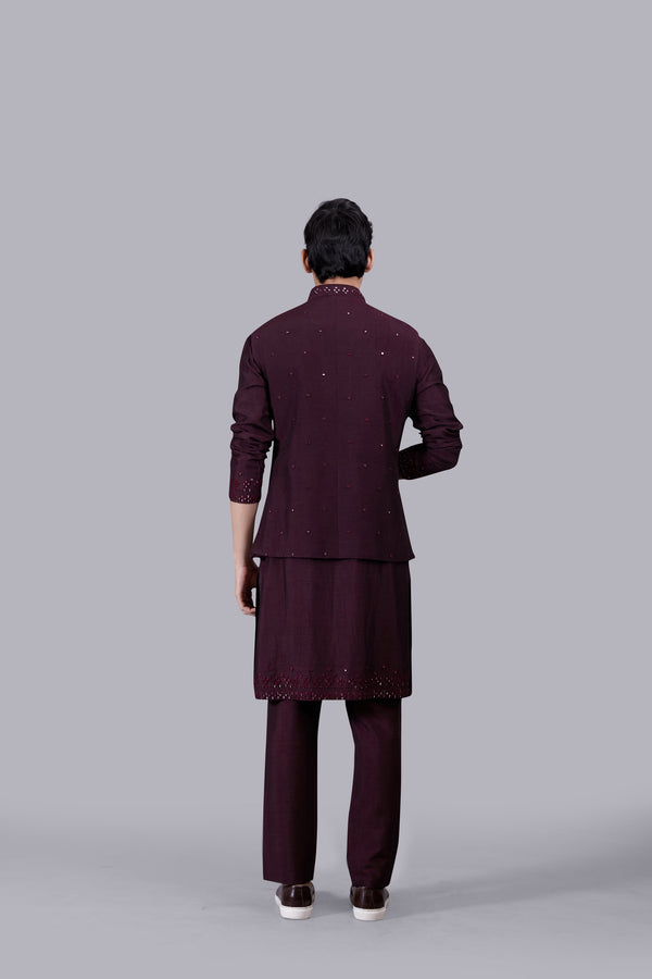 WINE SILK THREAD WORK BUNDI SET
